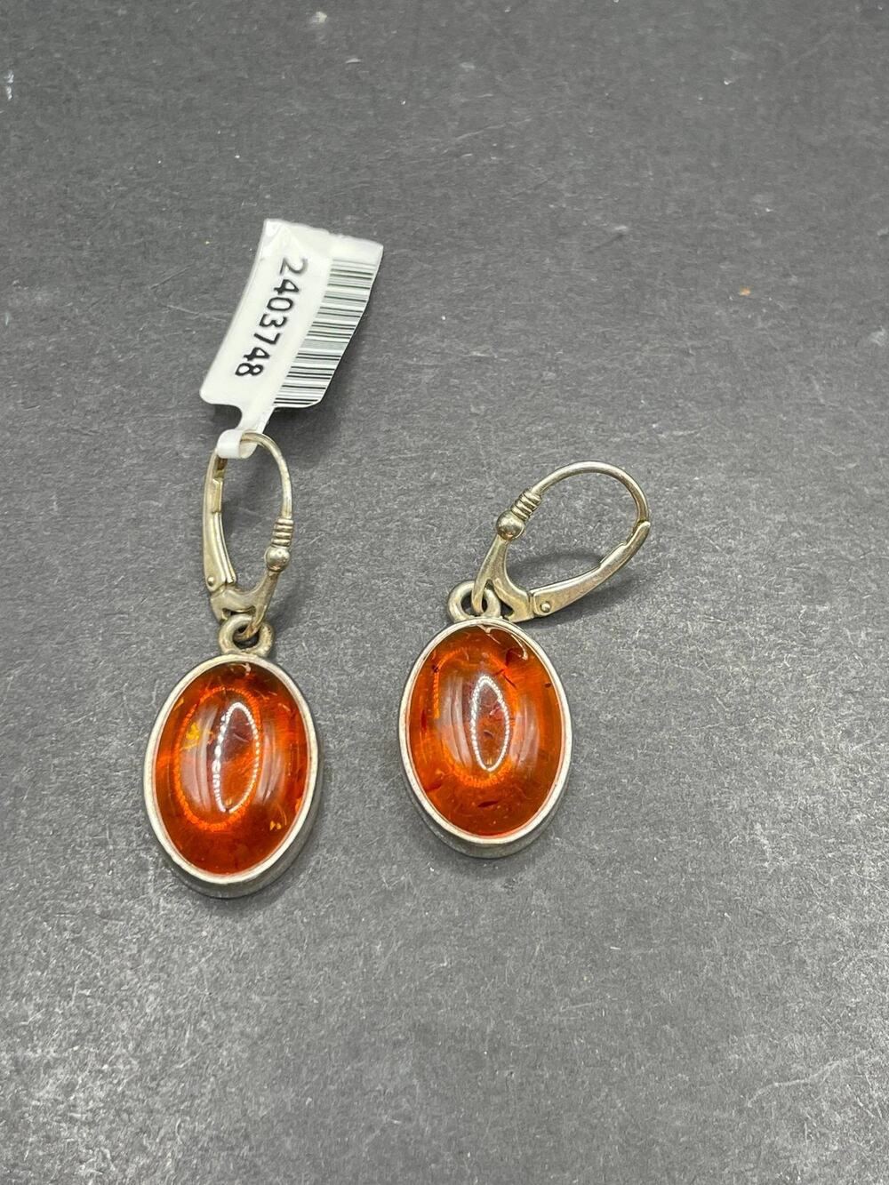 Amber Dangle Earrings 925 Sterling Silver Oval Teardrop Jewelry Gift